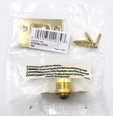 #ad Ives Wrought Brass 347B4 Satin Brass Finish Adjustable Barrel Ball Catch $15.96