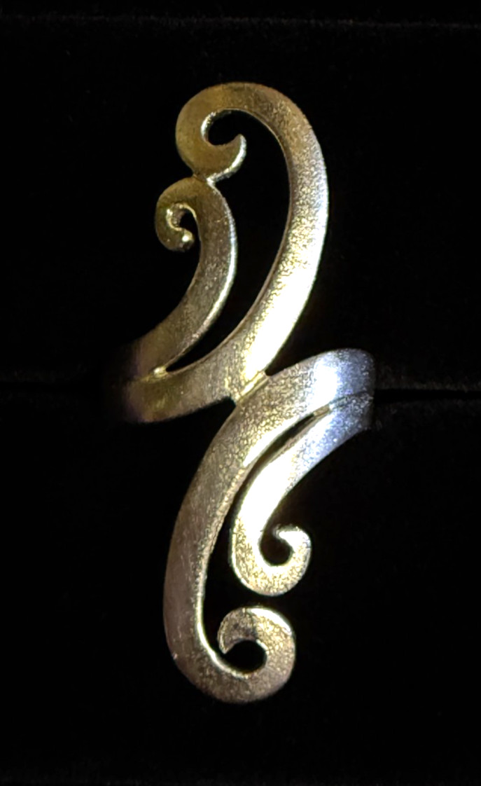 Sterling Silver Scroll Wave Design Wrap Ring Size… - image 3
