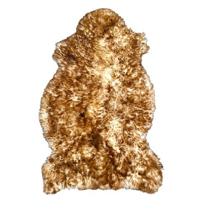 Premium Echt Braun Creme Lammfell Teppich Luxus Seidig Öko Fell X-Large 101cm++
