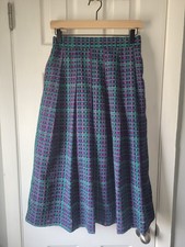 Vintage 1987 Koret Geometric Pleated Midi Skirt High Waist Lined Size 10