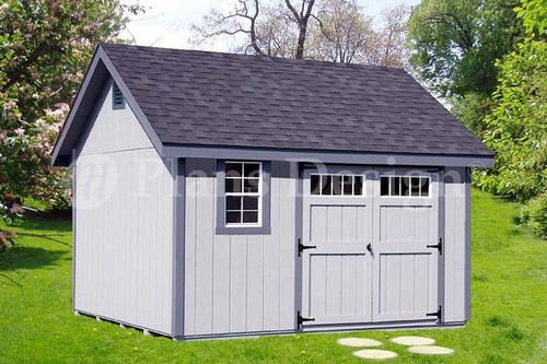 Shed Plans / Outdoor Building Blueprints 12' x 12' Gable Roof Style #D1212G - 第 1/2 張圖片