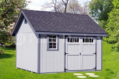 Shed Plans / Outdoor Building Blueprints 12' x 12' Gable Roof Style #D1212G - Afbeelding 1 van 2