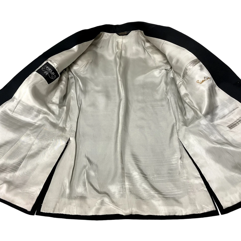 Vtg 50's Pierre Cardin Black Tux Jacket SATIN Sport Coat FORMAL Wool Blazer 39 S - Image 4 of 4