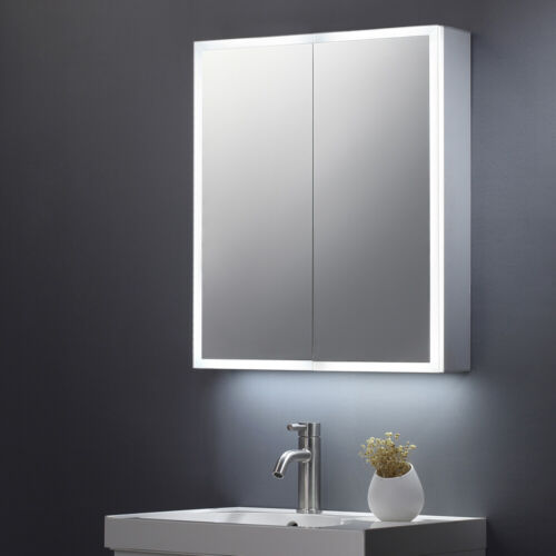 Keenware KBM-104 LED Bathroom Mirror Cabinet With Shaver Socket; 600x700mm - Picture 1 of 4