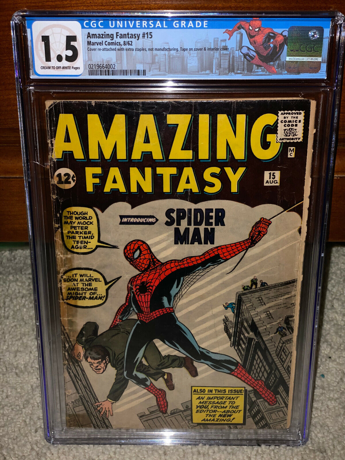 Amazing Fantasy #15 CGC 1.5 Origin! 1st Spider-man! Movie! C12 L9 212 cm |  eBay