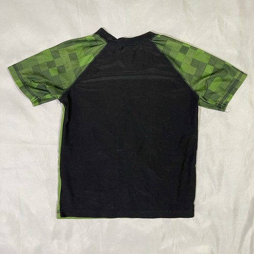 MiNECRAFT CREEPER Boys Black/Green RashGuard Swim Shirt SMALL Mojang - Picture 4 of 4