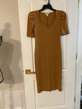 Nine West Maxi Dress Women Size med.  Brown short sleeves ribbed. 132