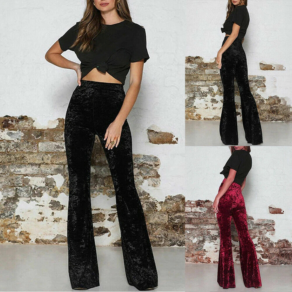 Women's pants KILLSTAR - Magick Mourning Velvet Flares - Black - KSRA004476  - Metalshop.us