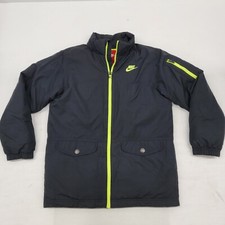 Vintage Nike 550 Goose Down Jacket Youth XL Black Zip Hood Puffer Swoosh EUC