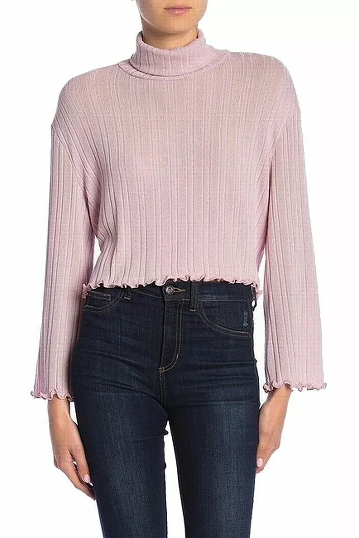 Turtleneck top lettuce edge