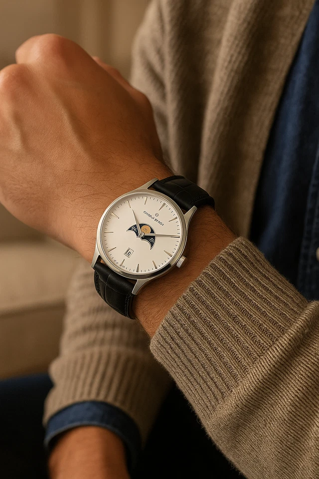 Reloj Claude Bernard Clásico Moda Caballeros Suizo Fase Lunar 79010 3BIN Nunca Usado Foto 4 de 4