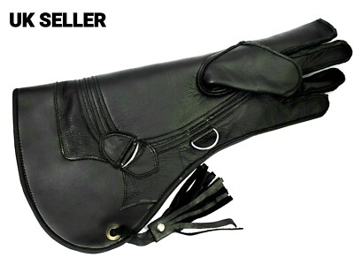 New Falconry Eagle & Owls Glove, 4 Layers Pure Nubuck Leather 16 Inches Black