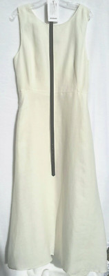 New Weekend MaxMara $425 48IT/12US Cream 100%Linen Sleeveless/Belt Long Dress