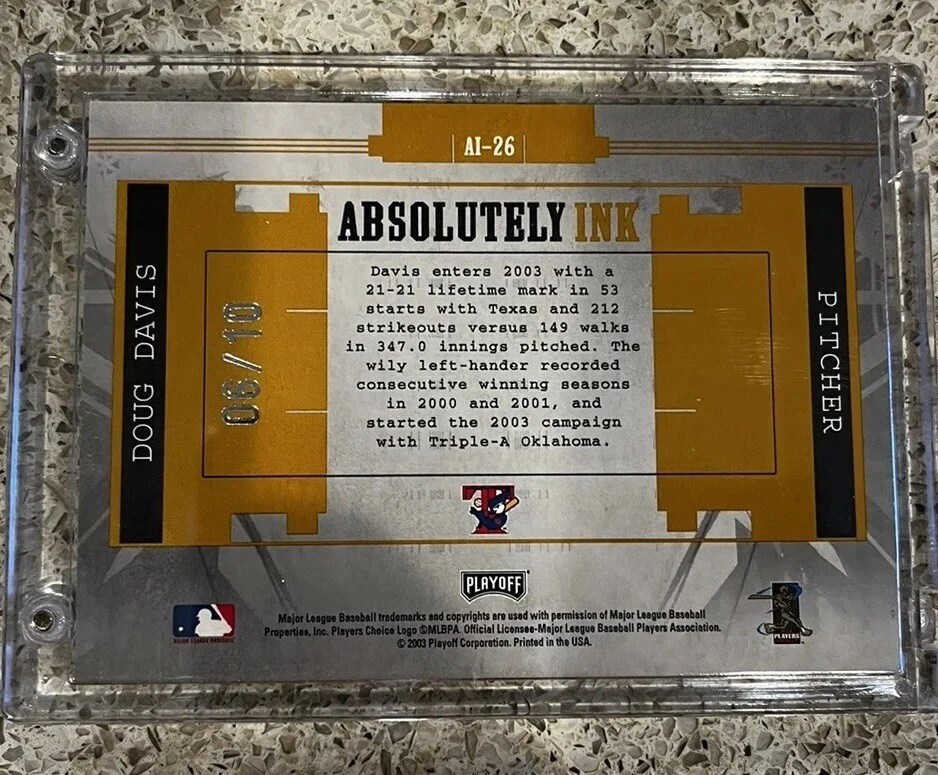 2003 Абсолютно чернила AI-26 Даг Дэвис подписанный автограф 6/10 * без жесткого корпуса * - Изображение 2 из 2