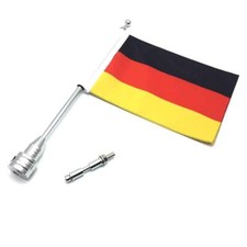 2Pcs Deutschland DE Fahne Flagge Flaggenhalter Fahnenstange Für Harley Silber LH