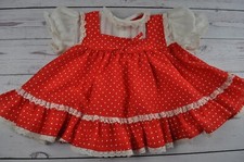 Vintage Nannette Baby Girl Size 3-6 Months Red and White Polka Dot