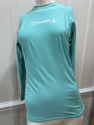 ONeill Skins Rash Guard Shirt Womens L Shirt Green UPF 50+ Long Sleeve Surf