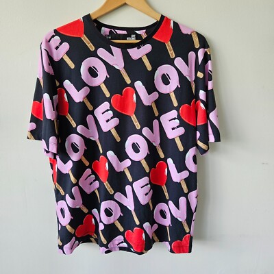 LOVE MOSCHINO Love and Heart Popsicles Print Oversized T-Shirt Top