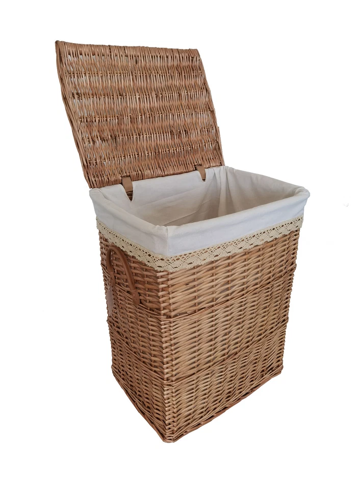 Wäschekorb weide natur beige rechteckig Deckel Handgriff Bezug 3x Varianten - Bild 3 von 4