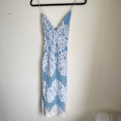 ax paris blue lace dress Ice Blue Lace Ruched Detail Fishtail Midi Dress 16