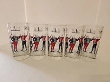 Libbey Men Toasting Tavern Bar Pub Scene High Ball Tumbler Set Of 5 Glasses 60's
