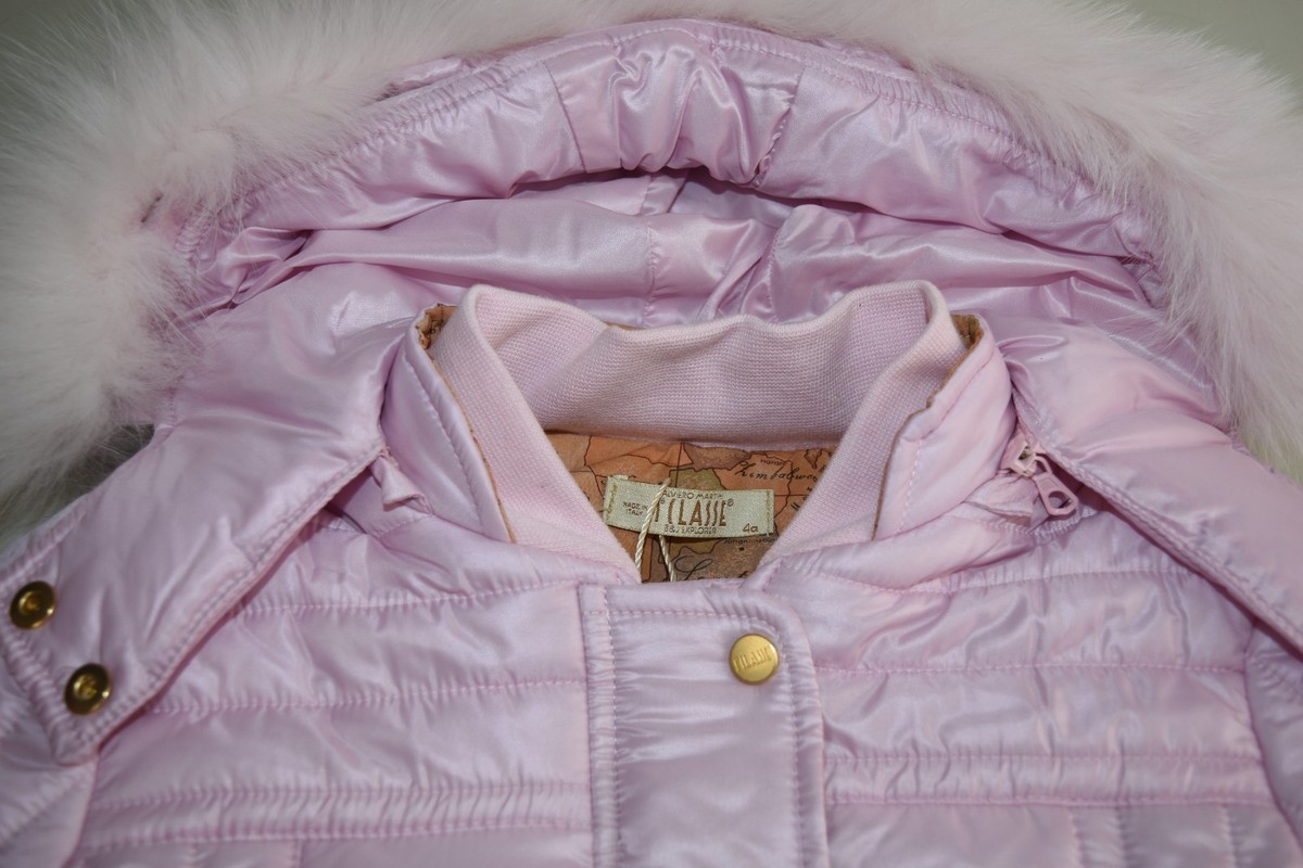 Parka Alviero Martini 1 Classe Pour Fille – Doublé, Rose, Avec Vraie Fourrure, Taille 4A