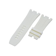 30mm White Rubber Watch Strap For Audemars Piguet Royal Oak 44 Grip Tang Buckle