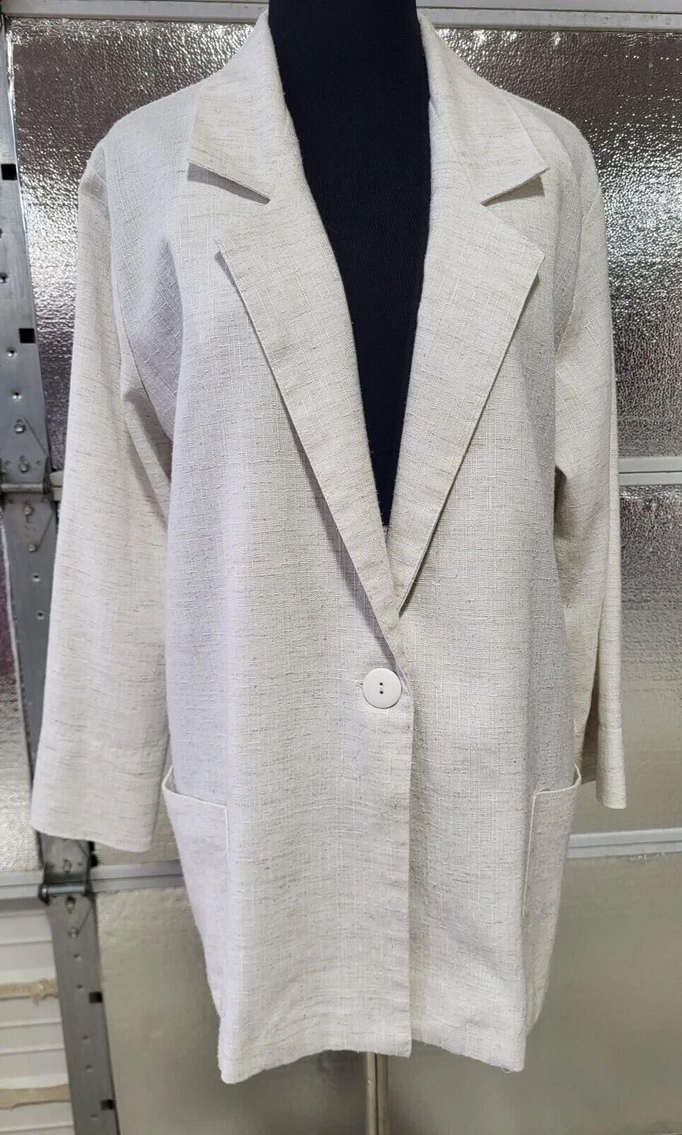 OFF WHITE Giacca vintage Haband For Her bianco sporco media manica 3 4 made in USA