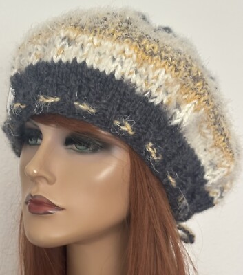Hand Knits 2 Love Slouch Beanie Hat Adjustable Fit Beads 