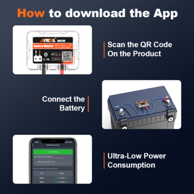 Ancel BM200 Bluetooth Car Battery Monitor – 12V Tester For IPhone & Android, Waterproof
