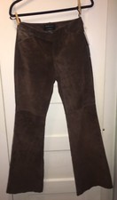 Victorias Secret Moda International Chocolate Brown Suede Leather Pants NWT Sz 4