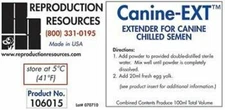 Canine Semen Extender Kit Canine EXT Chilled Semen Dog 100 ml