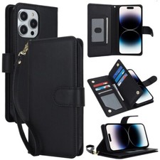 For iPhone 17e 16 15 14 13 12 11 Pro Max 8+ Wallet Cards Case Leather RFID Cover