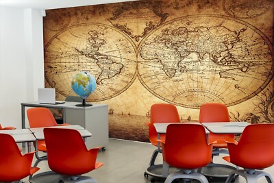 3D Old World Map K1114 Business Wallpaper Wall Mural Self-adhesive Commerce Luna