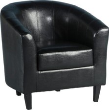 Image of Black Faux Leather Tub Chair W76cm x D73cm x H75cm TEMPURA
