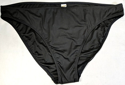OLD NAVY Womens Plus Bikini Bottom sz 3X Black Stretch Ribbed Fabric NWOT