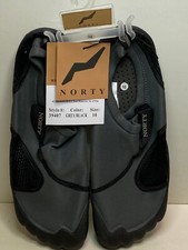 Norty Mens Water Shoes Aqua Socks Pool Beach Swim Slip Ons Gray/Black size 10