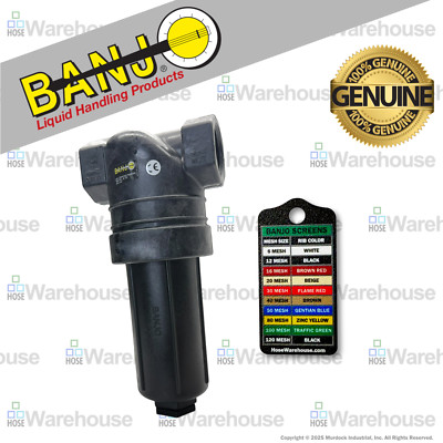 Genuine Banjo LST100-80 - 1'' x 1'' T Line Strainer 80 Mesh | Bonus Mesh Keychain