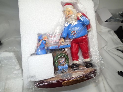 OKC Thunder NBA The Memory Company Santa Claus Elf Checkers Statue NEW - Picture 3 of 3