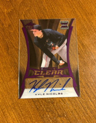 Kyle Nicolas 2020 Leaf Trinity Clear Purple Rookie Auto Ball Pirates /10 RC