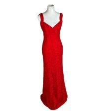 LULU'S Red Sleeveless Stretch Cotton Nylon Lace Maxi Cocktail Formal Dress SZ S