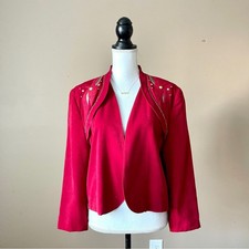 City Girl Sport | Vintage Red Studded Open Blazer Sz 8
