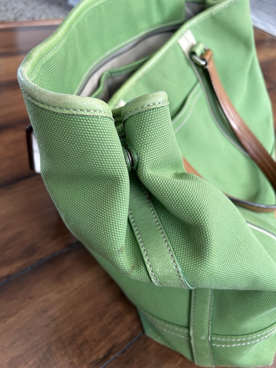 Coach Tote Bag Green Canvas Carryall Lined Shoulder L0893-70157 | eBay