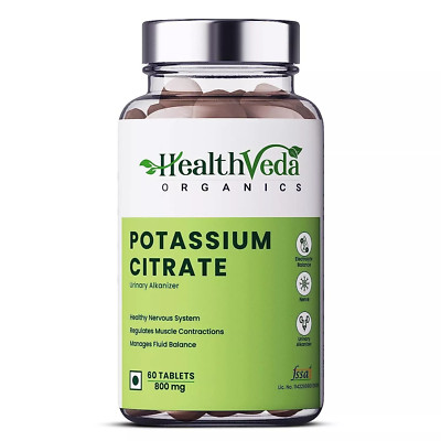 Health Veda Organics Potassium Citrate 800mg (60 Veg Tablets) 100% Herbal
