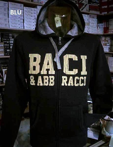 Felpa uomo Baci & Abbracci in cotone con stampa, tasche e cappuccio art BAM1924 - 第 1/12 張圖片