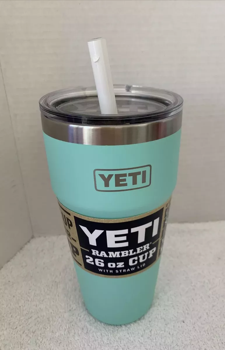 YETI Rambler 26 oz Cup Vacuum Insulated Stainless Lid w/ Straw Seafoam  Green NEW