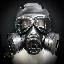 Halloween Mask Cosplay Costume Respirator Gas Hose Masquerade Mask Silver Masks