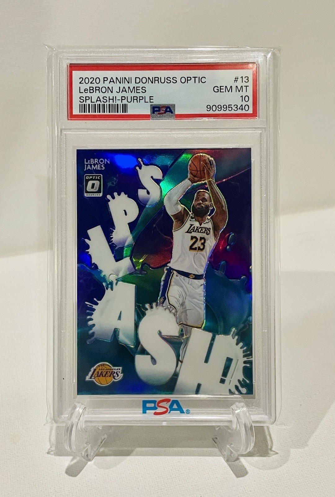 LeBron James 2020-21 Donruss Optic Splash Purple Prizm #13 PSA 10