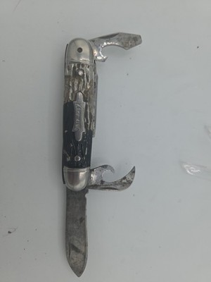 Vintage Imperial Kamp King Folding Pocket Knife Scout Camping Multi-Tool Used