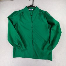 Vintage Lady Arrow Mystique Womens M Green Blouse USA Made Puff Sleeve Shirt Top